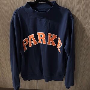 Vibrant Blue and Orange Crewneck Jacket
